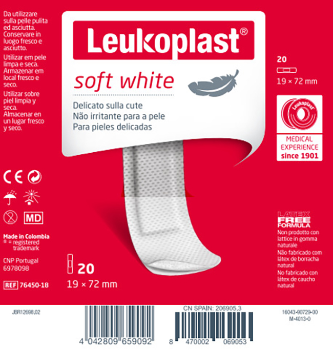 LEUKOPLAST SOFT WHITE 72 X 19 CM 20 PEZZI - maxifarmacia.it