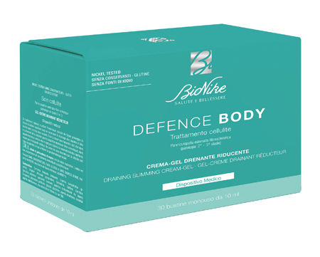 DEFENCE BODY TRATTAMENTO CELLULITE CREMA GEL DRENANTE RIDUCENTE 30 BUSTINE DA 10 ML - maxifarmacia.it