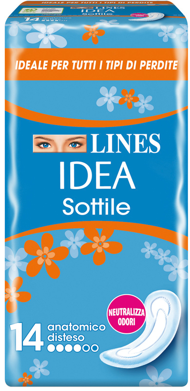 LINES IDEA ASSORBENTE SOTTILE DISTESO ANATOMICO 14 PEZZI - maxifarmacia.it