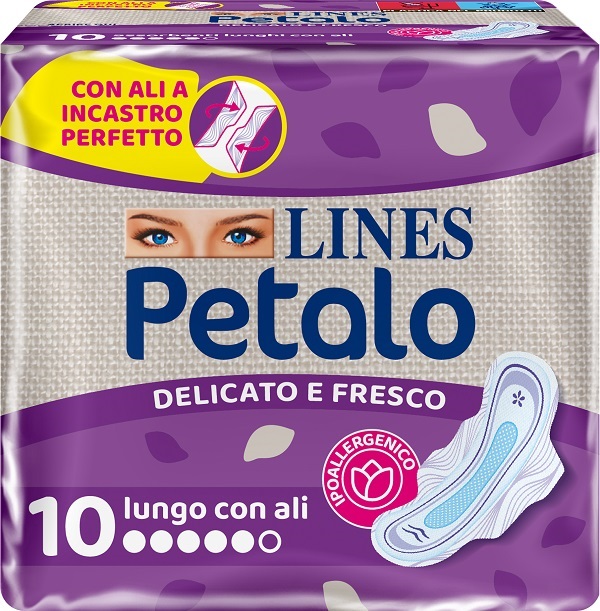 LINES PETALO BLU ASSORBENTE LUNGO CON ALI 10 PEZZI - maxifarmacia.it