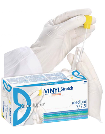GUANTO VINILE STRETCH SENZA POLVERE BIANCO OPACO AMBIDESTRO S 100 PEZZI - maxifarmacia.it