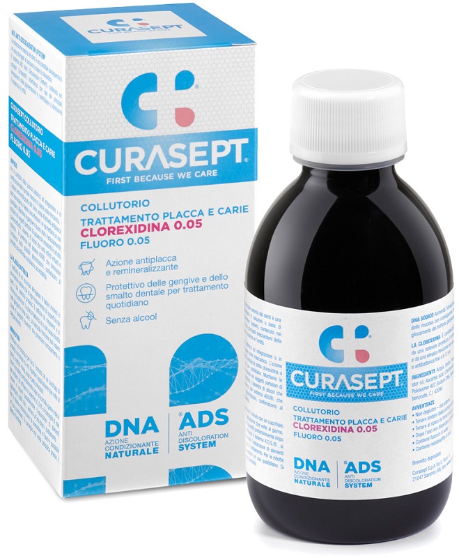 CURASEPT COLLUTORIO 0,05 ADS + DNA TRATTAMENTO PLACCA E CARIE 200 ML - maxifarmacia.it