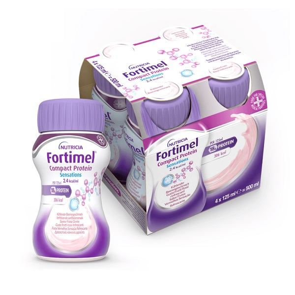 NUTRICIA FORTIMEL COMPACT PROTEIN GUSTO FRUTTI ROSSI RINFRESCANTI 4 BOTTIGLIE DA 125 ML - maxifarmacia.it