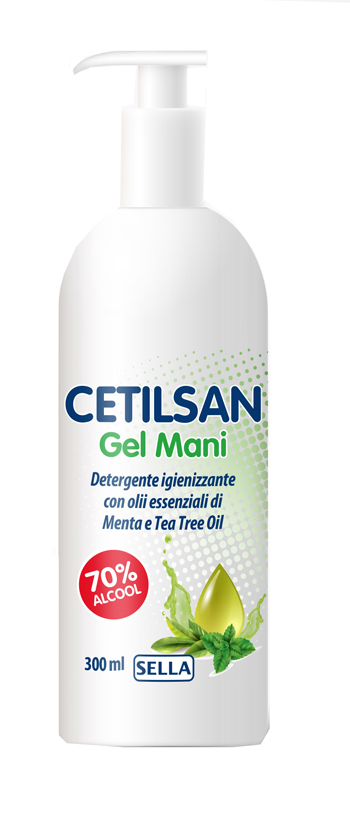 CETILSAN GEL MANI DETERGENTE IGIENIZZANTE OLII ESSENZIALI MENTA E TEA TREE OIL 300 ML - maxifarmacia.it