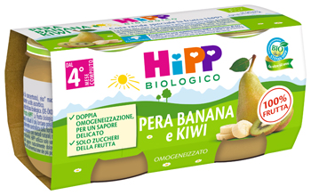 HIPP BIO OMOGENEIZZATO KIWI/BANANA/PERA 2X80 G - maxifarmacia.it