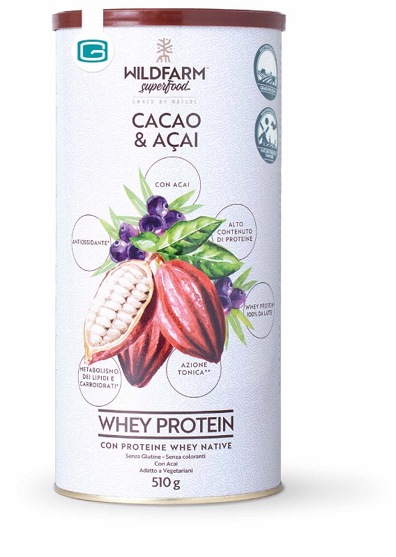 WILDFARM SUPERFOOD WHEY PROTEIN CACAO & ACAI 510 G - maxifarmacia.it