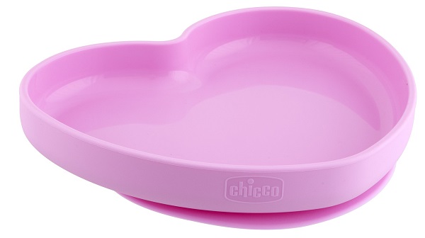 CHICCO PIATTO CUORE VENTOSA SILICONE ROSA - maxifarmacia.it