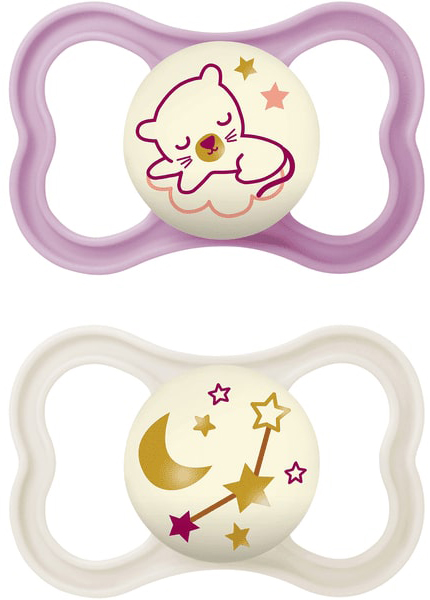 MAM AIR NIGHT SUCCHIETTO 16+ MESI SILICONE FEMMINA 2 PEZZI - maxifarmacia.it