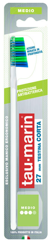 TAUMARIN PROFESSIONAL SPAZZOLINO 27 MEDIO TESTINA CORTA PROTEZIONE ANTIBATTERICA - maxifarmacia.it