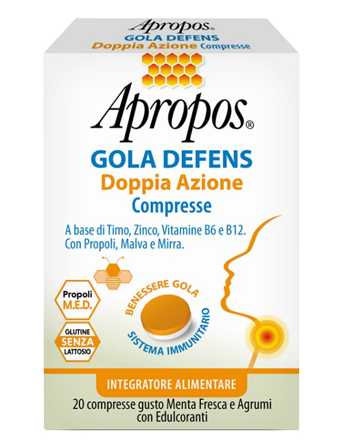 APROPOS GOLA DEFENS DOPPIA AZIONE DA 20 COMPRESSE - maxifarmacia.it