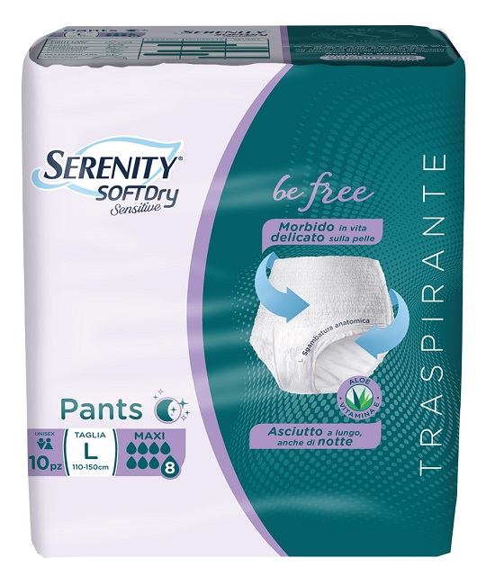 SERENITY PANTS SD SENSITIVE BE FREE MAXI L 10 PEZZI - maxifarmacia.it