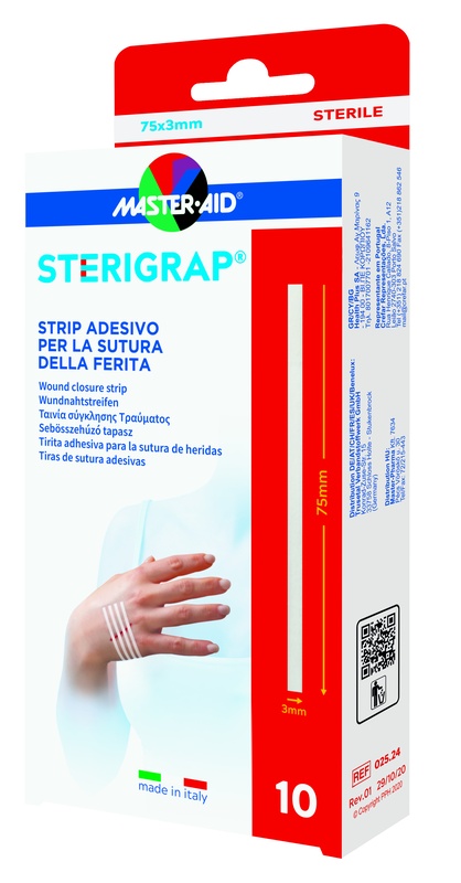 MASTER-AID STERIGRAP STRIP ADESIVO SUTURA FERITE 75X3 MM 10 PEZZI - maxifarmacia.it