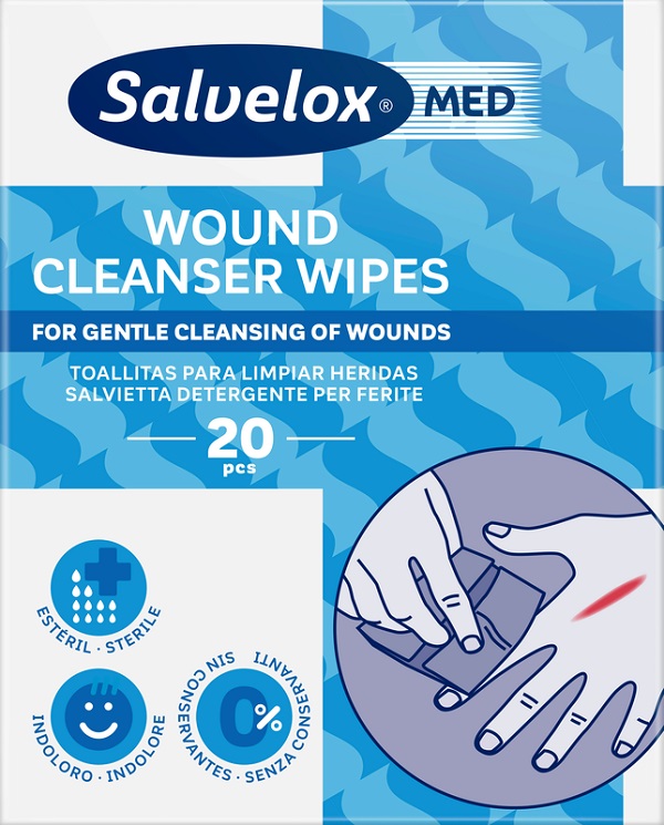 SALVIETTE DETERGENTI PER FERITE SALVELOX MEX WOUND CLEANSER WIPES 20 PEZZI - maxifarmacia.it