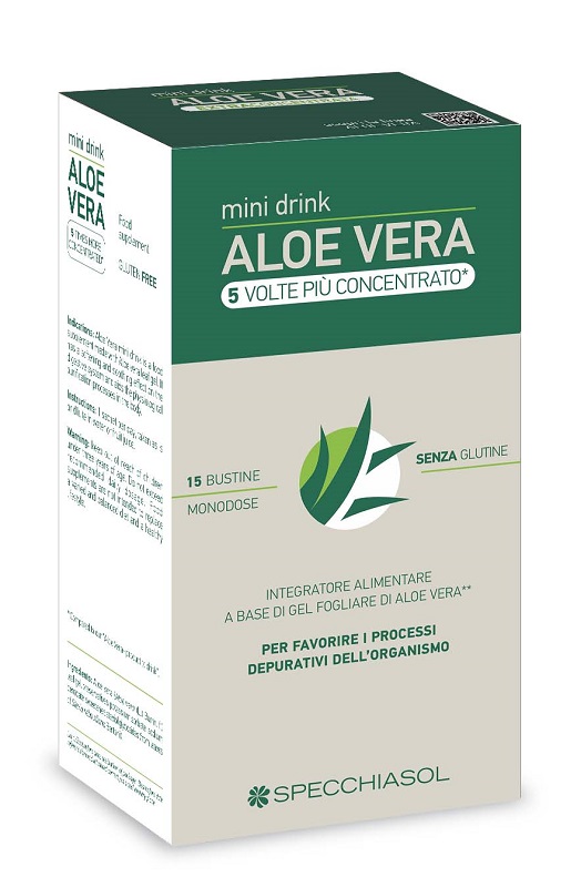 ALOE VERA MINI DRINK 5 VOLTE PIU' CONCENTRATO 15 BUSTINE DA 10 ML - maxifarmacia.it