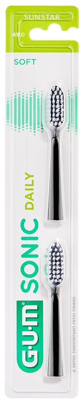 GUM SONIC DAILY SPAZZOLINO BATTERIA REFILL BLACK 2 PEZZI - maxifarmacia.it