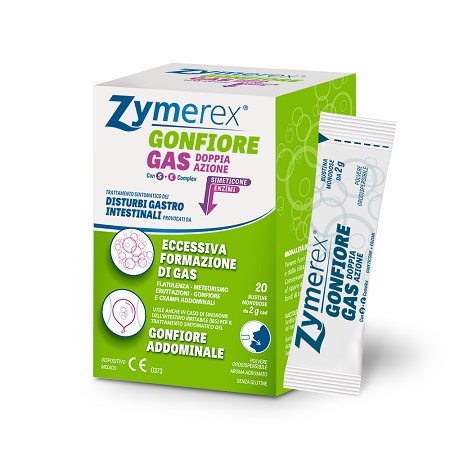 ZYMEREX GONFIORE GAS DOPPIA AZIONE CON S+E COMPLEX 20 BUSTINE MONODOSE DA 2 G - maxifarmacia.it