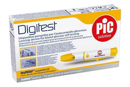 DISPOSITIVO PUNGIDITO AUTOMATICO DIGITEST REGOLABILE 9 LIVELLI LANCETTE COMPATIBILI PIC DIGITEST E PRONTODIGITEST - maxifarmacia.it