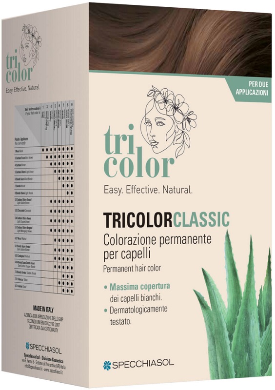 TRICOLOR CLASSIC 5 CASTANO CAFFE' 2 TUBI 50 ML + 2 SHAKER 50 ML + 4 BUSTINE 8 ML - maxifarmacia.it