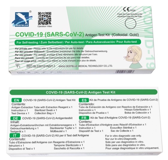 TEST ANTIGENICO RAPIDO COVID-19 DEEPBLUE AUTODIAGNOSTICO DETERMINAZIONE QUALITATIVA ANTIGENI SARS-COV-2 IN TAMPONI NASALI MEDIANTE IMMUNOCROMATOGRAFIA - maxifarmacia.it