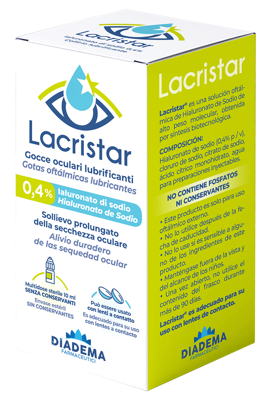 LACRISTAR GOCCE OCULARI LUBRIFICANTI 0,4% IALURONATO DI SODIO MULTIDOSE 10 ML - maxifarmacia.it