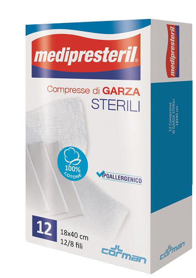 GARZA COMPRESSA MEDIPRESTERIL 12/8 FU 18X40CM 12 PEZZI - maxifarmacia.it