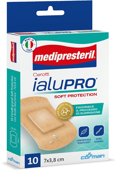 MEDIPRESTERIL IALUPRO SOFT PROTECTION SUPER 10 CEROTTI 7X3,8CM - maxifarmacia.it