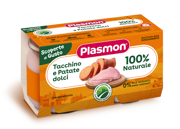 PLASMON OMOGENEIZZATI TACCHINO PATATE DOLCI 2 PEZZI DA 120 G - maxifarmacia.it