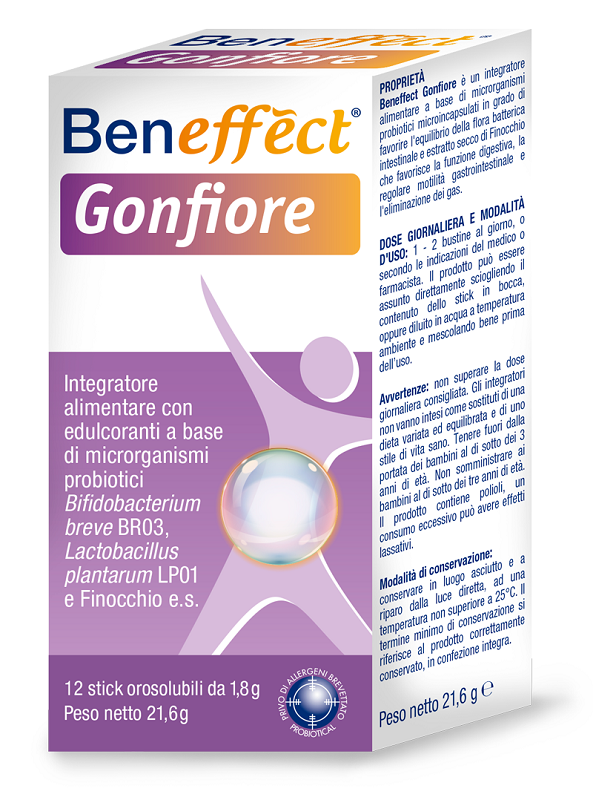 BENEFFECT GONFIORE 12 STICK OROSOLUBILI DA 1,8 G - maxifarmacia.it
