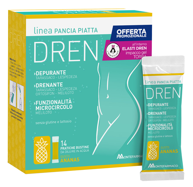 PANCIA PIATTA DREN ANANAS 14 BUSTINE STICK PACK + TORBA DRENANTE - maxifarmacia.it