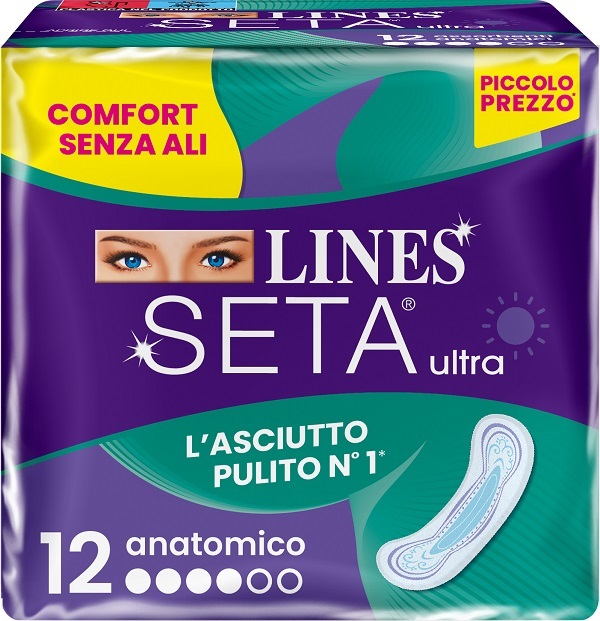 LINES SETA ULTRA ASSORBENTI ANATOMICO DWCT 12 PEZZI - maxifarmacia.it