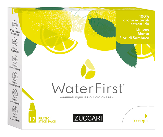 WATER FIRST LIMONE-MENTA-FIORI DI SAMBUCO 12 STICK PACK - maxifarmacia.it