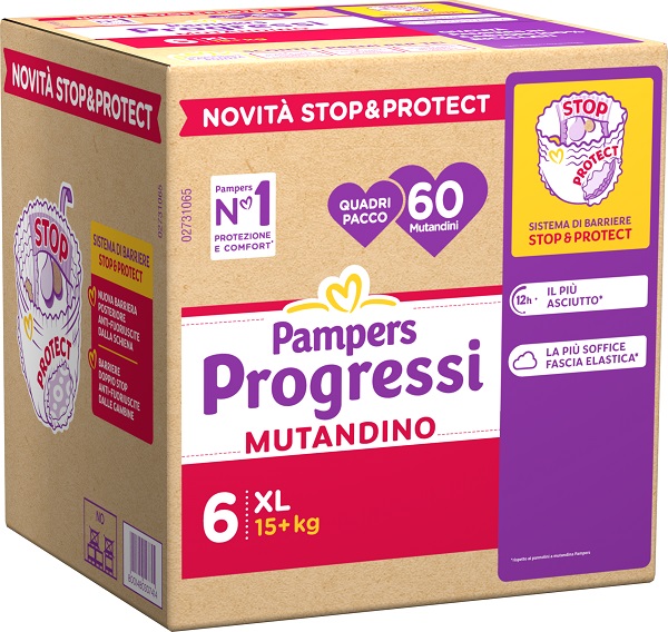 PAMPERS PROGRESSI MUTANDINA QUADRI XL 60 PEZZI - maxifarmacia.it