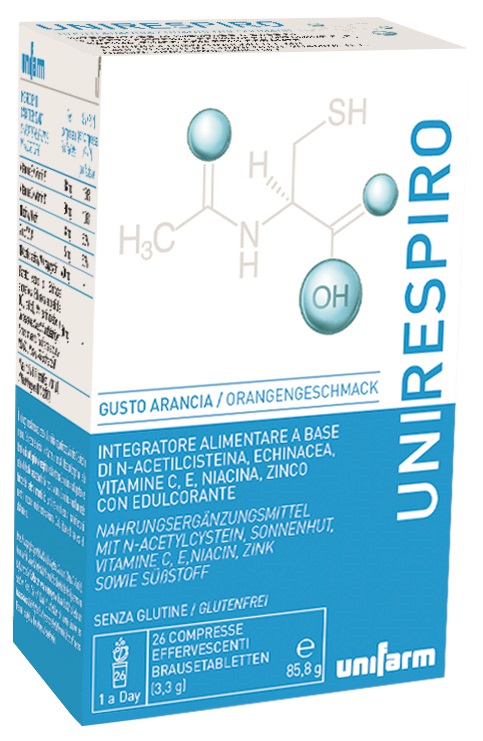 UNIRESPIRO 26 COMPRESSE EFFERVESCENTI GUSTO ARANCIA - maxifarmacia.it