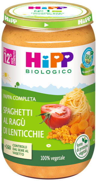 HIPP SPAGHETTI RAGU' DI LENTICCHIE 250 G - maxifarmacia.it