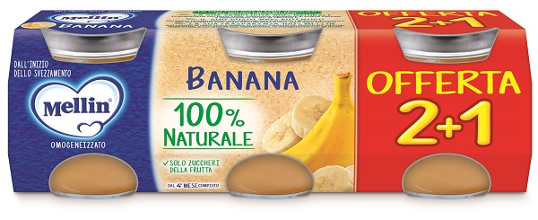 MELLIN OMOGENEIZZATO BANANA 3 PEZZI DA 100 G - maxifarmacia.it