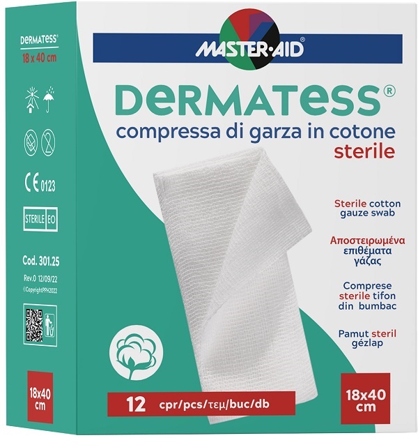 GARZA IDROFILA DERMATESS COTONE 18X40 12 PEZZI - maxifarmacia.it