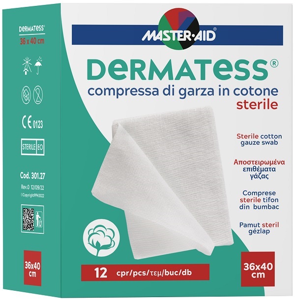 GARZA COMPRESSA DERMATESS IN COTONE 36X40CM 12 PEZZI - maxifarmacia.it