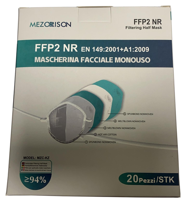MEZORRISON FFP2 NR MASCHERINA FACCIALE MONOUSO 20 PEZZI - maxifarmacia.it