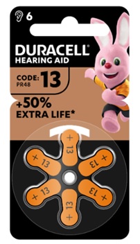 DURACELL EASY TAB 13 ARANCIO BATTERIA PER APPARECCHIO ACUSTICO 6 PEZZI - maxifarmacia.it