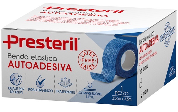 BENDA ELASTICA AUTOADESIVA LATEX FREE PRESTERIL CM 2,5X4,5 M TESI BLU - maxifarmacia.it