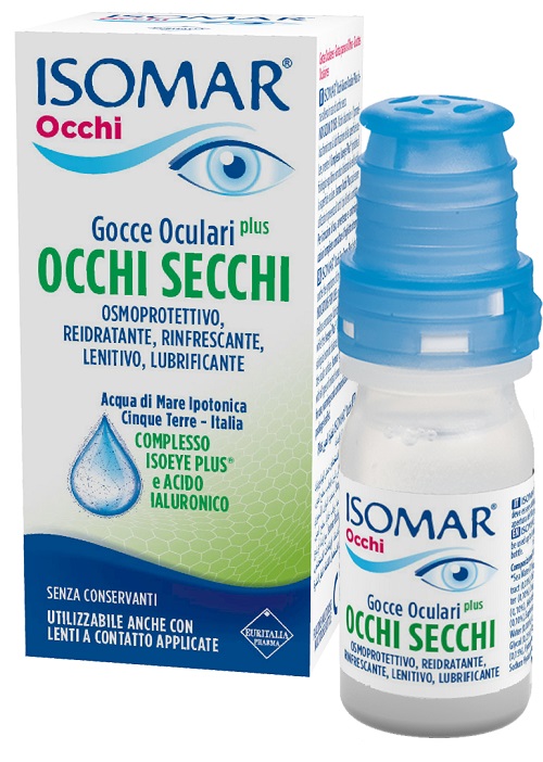 ISOMAR OCCHI SECCHI PLUS GOCCE OCULARI ACIDO IALURONICO 0,20% 10 ML - maxifarmacia.it