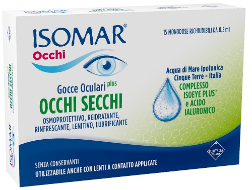 ISOMAR OCCHI SECCHI PLUS GOCCE OCULARI ACIDO IALURONICO 0,20% 15 FLACONCINI - maxifarmacia.it