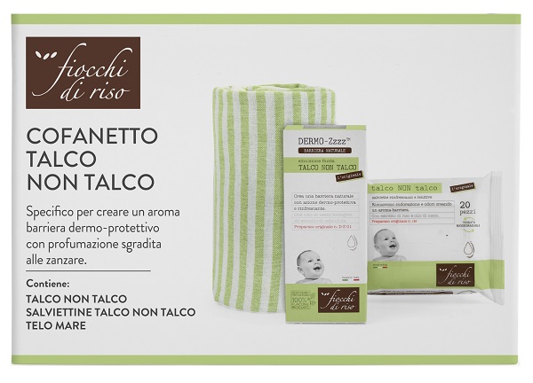 FIOCCHI DI RISO COFANETTO TALCO NON TALCO 1 EMULSIONE TALCO NON TALCO 120 ML + 1 SALVIETTE TALCO NON TALCO + 1 TELO MARE - maxifarmacia.it