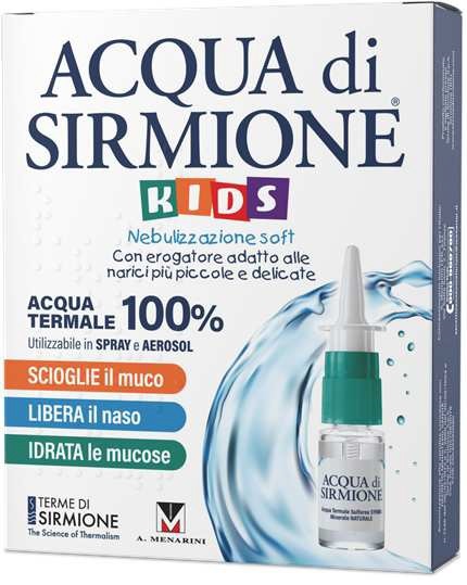 ACQUA DI SIRMIONE KIDS NEBULIZZAZIONE SOFT ACQUA TERMALE 100% 6 FLACONCINI PLURIDOSE X 15 ML - maxifarmacia.it