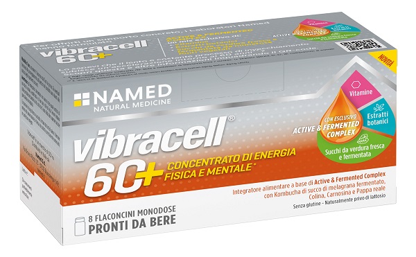 VIBRACELL 60+ 8 FLACONCINI 15 ML SENZA GLUTINE NATURALMENTE PRIVO DI LATTOSIO - maxifarmacia.it