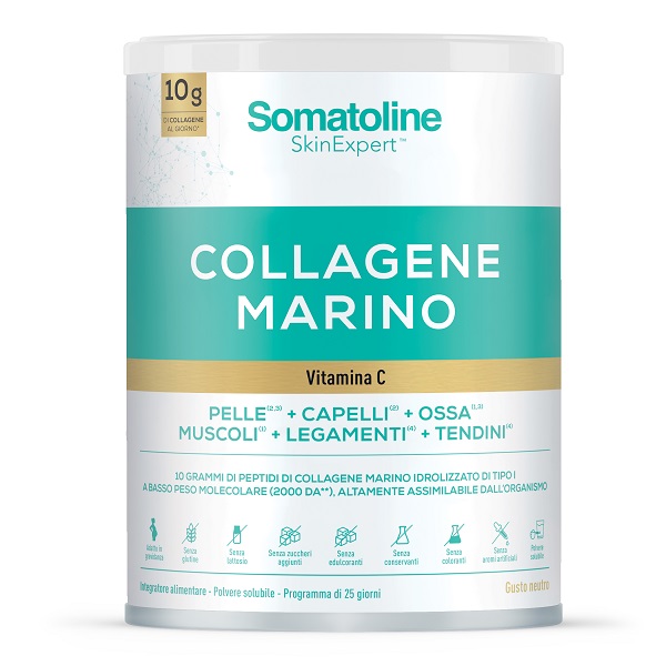 SOMATOLINE COLLAGENE MARINO 258 G SENZA GLUTINE SENZA LATTOSIO SENZA ZUCCHERI AGGIUNTI SENZA EDULCORANTI - maxifarmacia.it