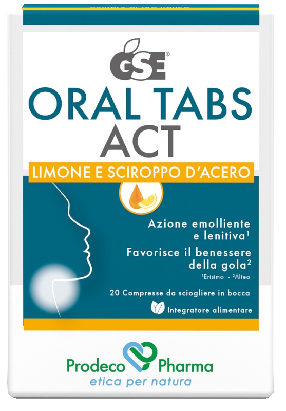 GSE ORAL TABS ACTS LIMONE E SCIROPPO D'ACERO 20 COMPRESSE OROSOLUBILI CON EDULCORANTE SENZA GLUTINE - maxifarmacia.it