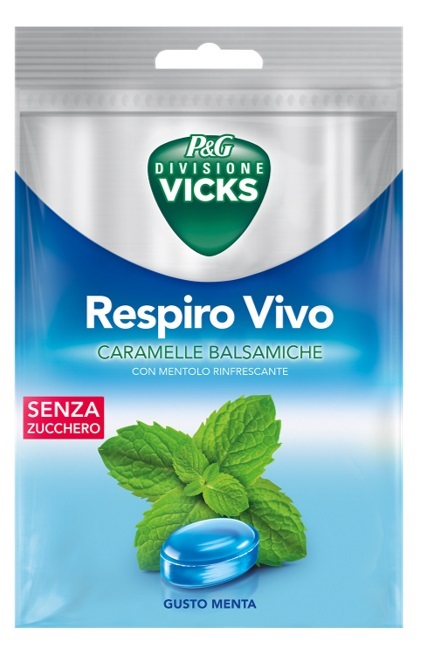 VICKS RESPIRO VIVO CARAMELLE BALSAMICHE MENTA 72 G CON EDULCORANTI - maxifarmacia.it