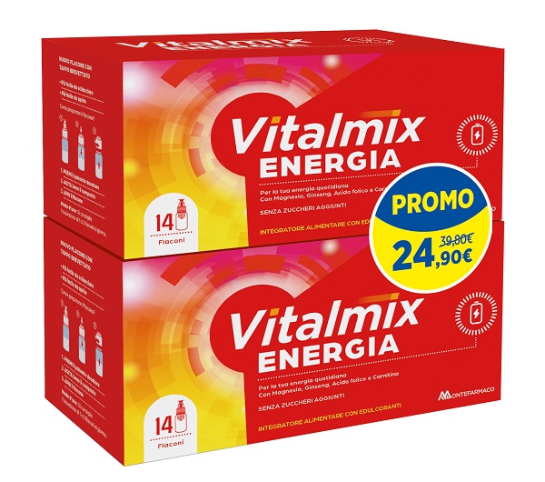 VITALMIX ENERGIA 14 FLACONCINI DA 10 ML BIPACK PROMO CON EDULCORANTI SENZA ZUCCHERI AGGIUNTI GLUTINE E LATTOSIO - maxifarmacia.it