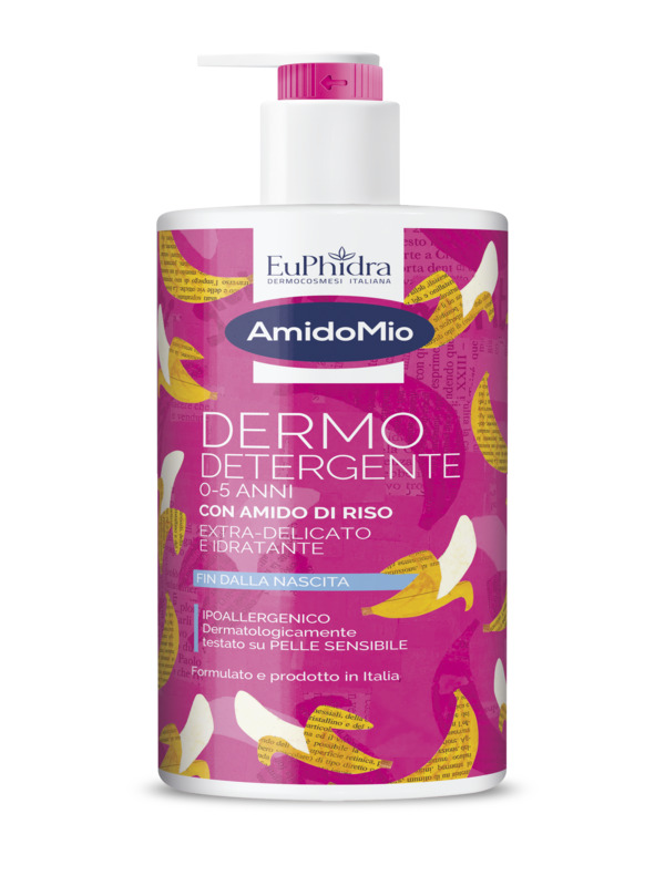 AMIDOMIO DERMO DETERGENTE 0/5 ANNI CON AMIDO DI RISO EXTRA DELICATO E IDRATANTE FIN DALLA NASCITA IPOALLERGENICO 750 ML - maxifarmacia.it